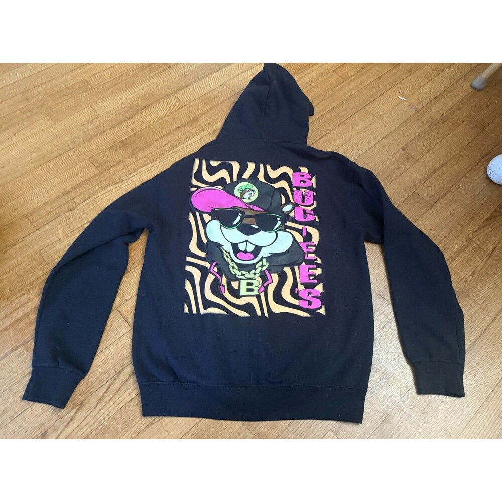 Buc-ees Hoodie Beaver Hip Hop Rap Chains Graphic Logo Size M Black Streetwear
